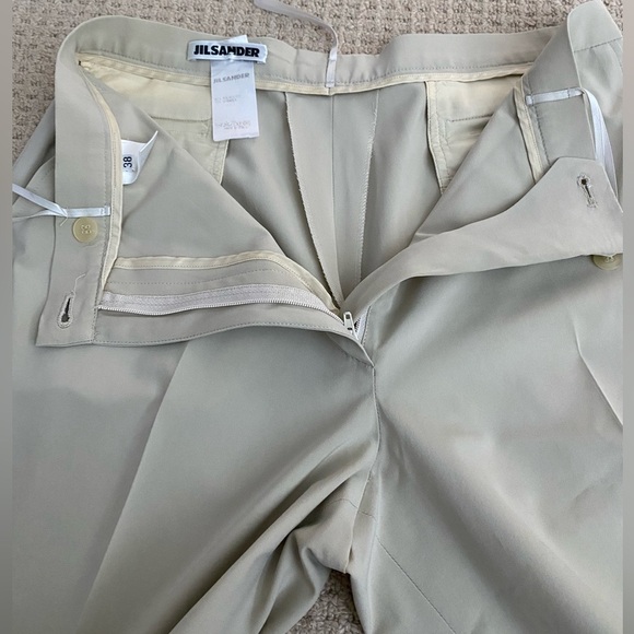 Jil Sander Women's Cream Wide Leg Creased Cuffed Pants Size 8 - Picture 4 of 8